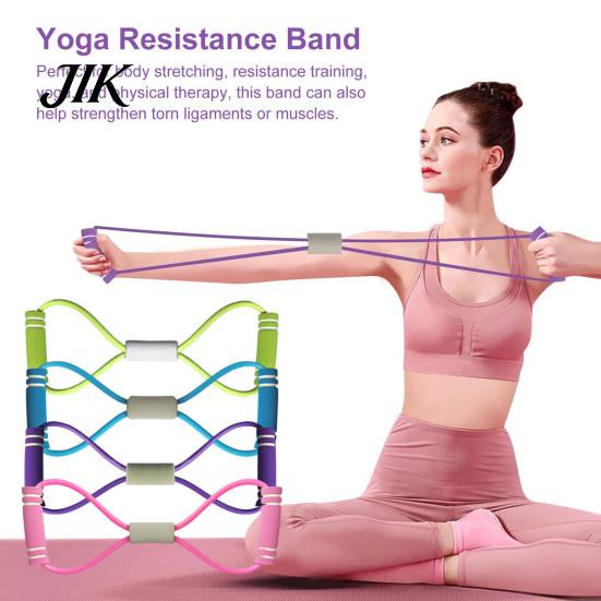Resistance Band with Handle Figure 8 Fitness Portable Men Women Arm Foam Buckle Shoulder Stretch Strength Training Exercise Elastic Strap Tension Rope