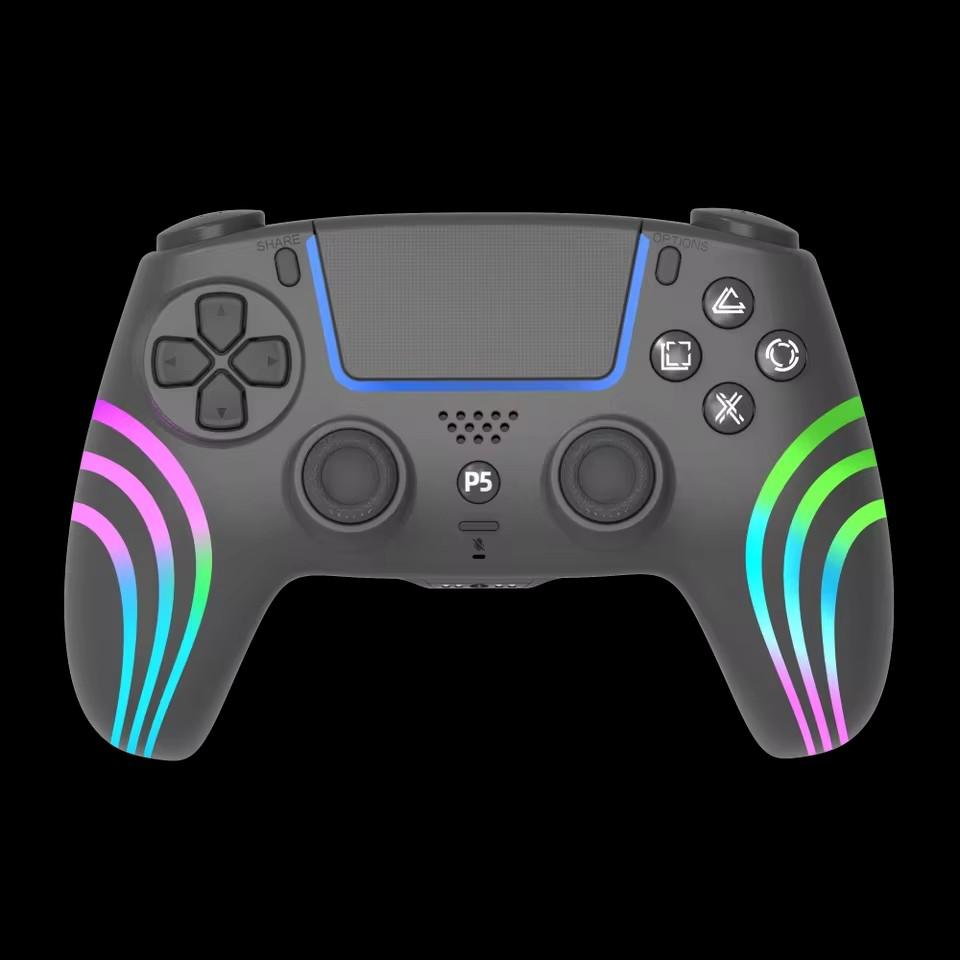 For PS5 Bluetooth Game Controller Hall Joystick Motion Sensing Vibration Wireless Controller with RGB Colorful Lighting Effect