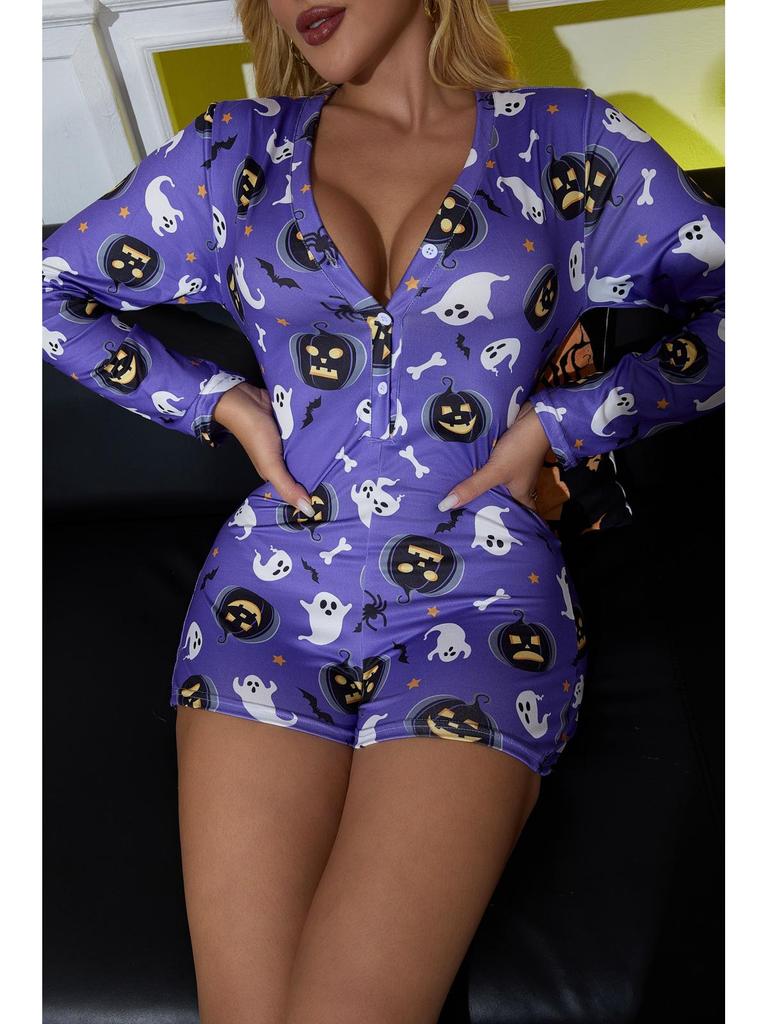 Sexig Slim-Fit Pumpa Dam Halloween Onesie Pyjamas - Europeisk & Amerikansk Stil