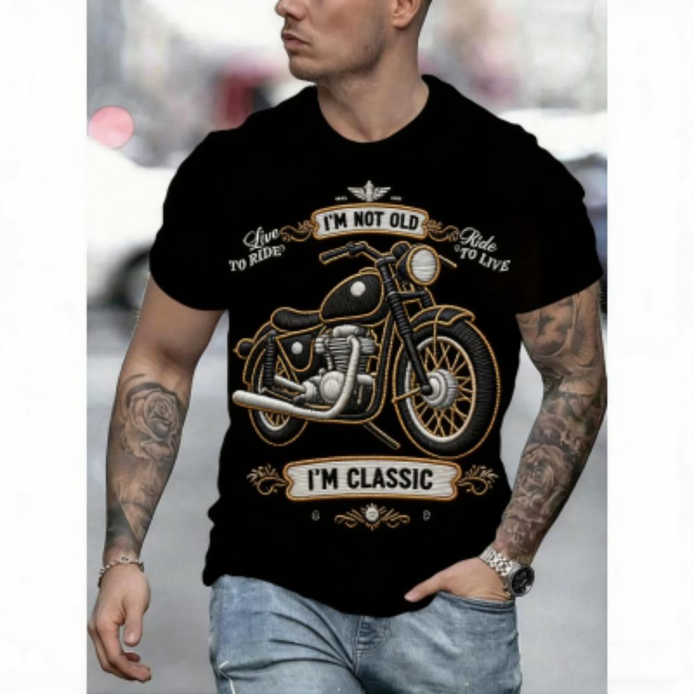 Europe America Summer Men's T-Shirt Motorcycle 3D Print Tees Top Loose Short Sleeve Streetwear Plus Size Women T-shirt