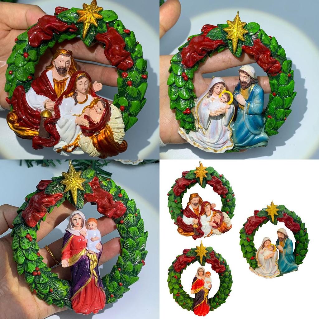 Beautiful Christmas Jesus Child Ornament With Colorful Resin Floral Design