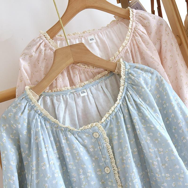 Women's Pajama Set Long Sleeved Pants Two Piece Set Women Sleepwear Floral Print Pajama Round Neck Pajamas