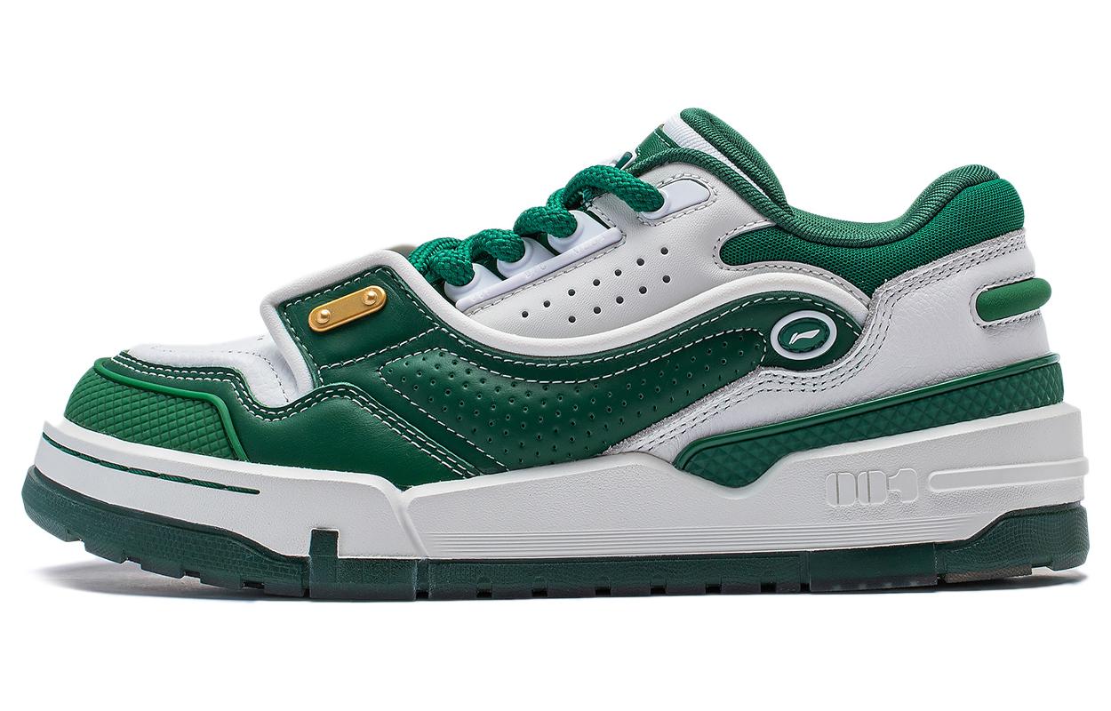 Li Ning 001 BTC Mega Slip Resistant Cushioning Abrasion Resistant Support Low top Skateboard Shoes Men s White Green AGCU003-2 39.5