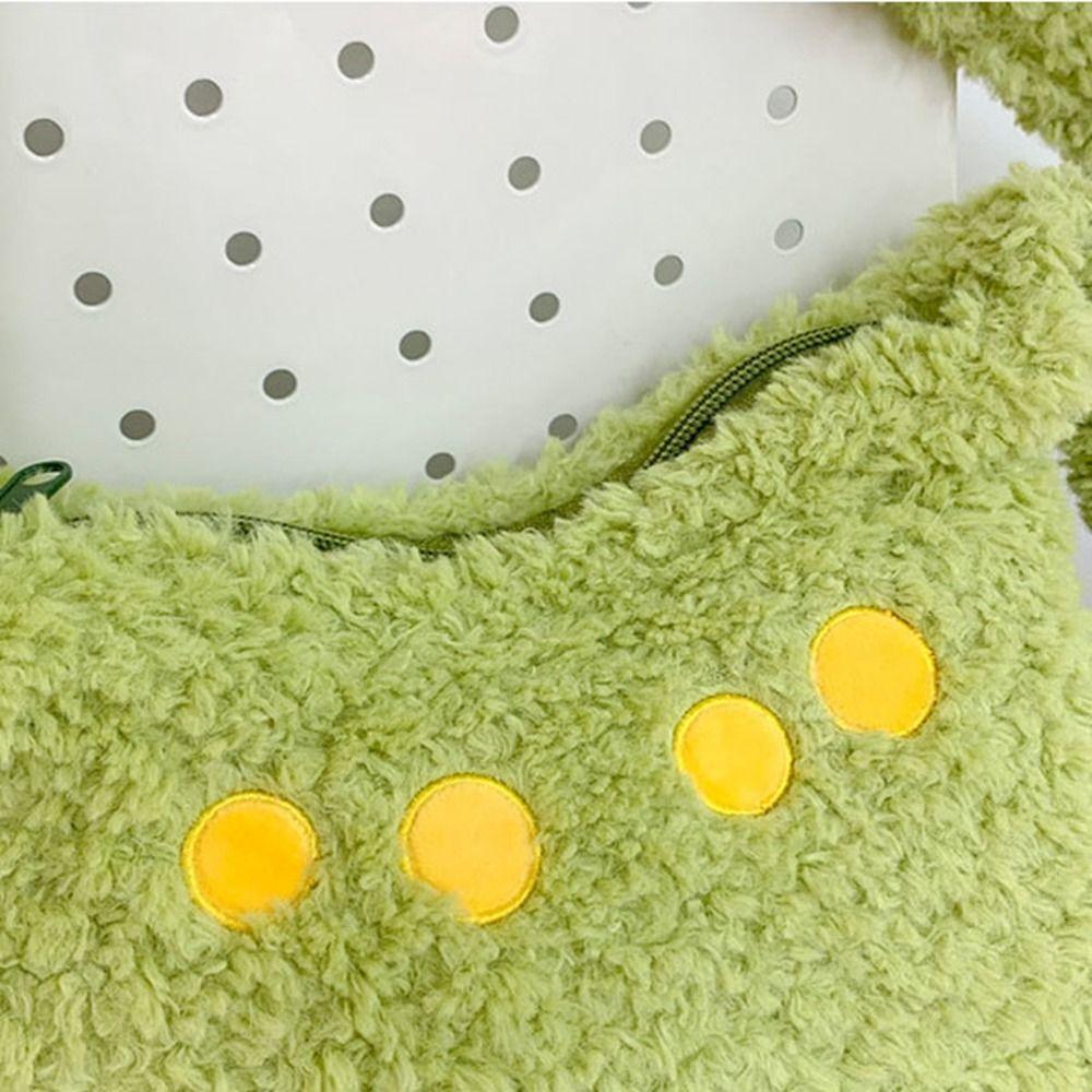 Solid Color Cartoon Crossbody Bag Plush Shoulder Bags Portable Long Neck Dinosaur Bag  Travel