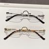 Men's Business Frameless Photochromic Myopia Glasses Advanced Sensory Border Blue Light Glasses Classic Square Frame Unisex