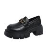 Platform single shoes women's autumn new platform chain round head women's shoes casual shallow mouth women