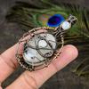 Rainbow Moonstone Handmade Copper Wire Wrap Jewelry Pendant 3.35" C5n25