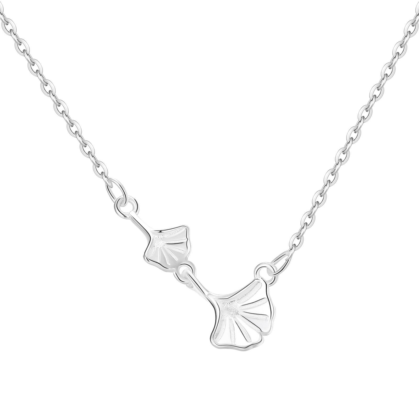

Sterling Silver Ginkgo Leaf Necklace - Women s Luxury Choker with Leaf Pendant. Pure Silver серебряный