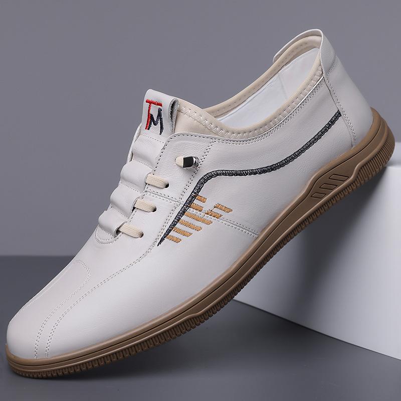 Hot casual men's shoes spring new men's soft-soled non-slip one-pedal leather shoes fashion casual leather shoes