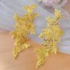 1 Paar Polyesterfaser Stickerei Blumenflicken DIY Handgemachte Blumige Flicken Florale Applikation Spitze Flicken Kleidung Zubehör