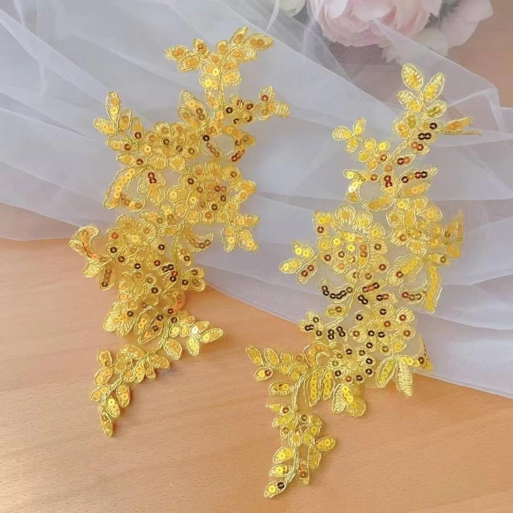 1 Paar Polyesterfaser Stickerei Blumenflicken DIY Handgemachte Blumige Flicken Florale Applikation Spitze Flicken Kleidung Zubehör