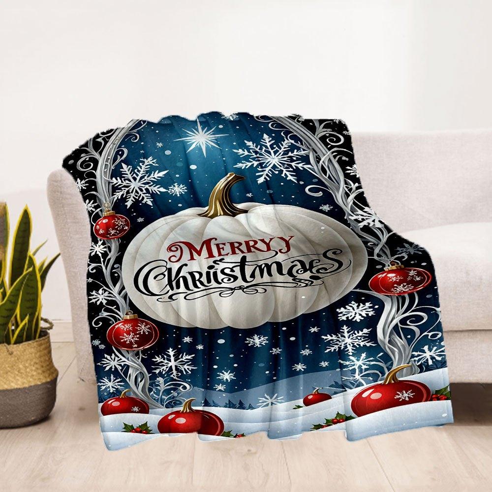 "Merry Christmas Winter Wonderland Frame"Blanket Flannel Throw Blanket for Sofa, Bed, Travel, Camping, Office