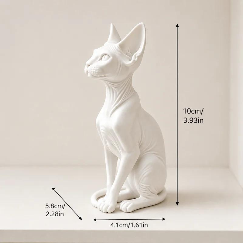 3D‑Printed Hairless Cat Figurine, Animal Sculpture Collectible, Ornament for Desk, Bookshelf and Living‑Room Shelf, Home Decor G