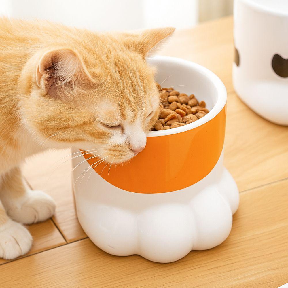 Slanted Mouth Ceramic Cat Bowl Large Capacity High Foot Bowl Drinking Bowl Water Bowl  Pet Feeding