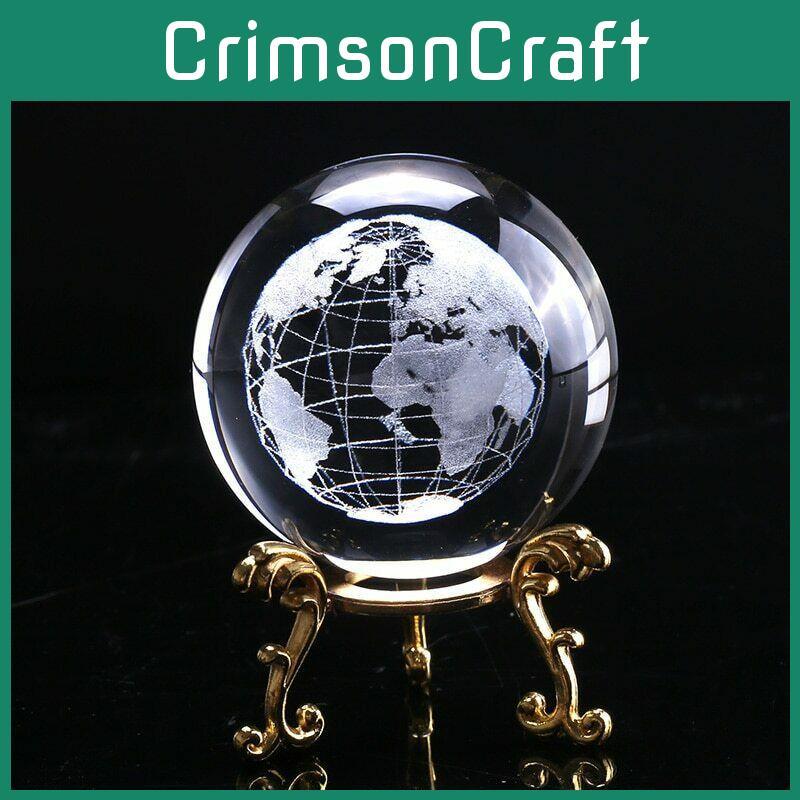 Premium Quality 60mm 3d Crystal Ball Glass Laser Engraved Miniature Earth Sphere Decor
