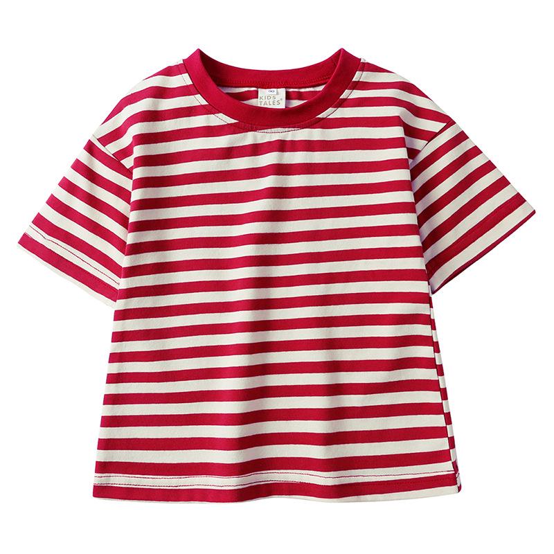 Kids' Summer Striped Cotton T-Shirt - Short Sleeve Korean Style