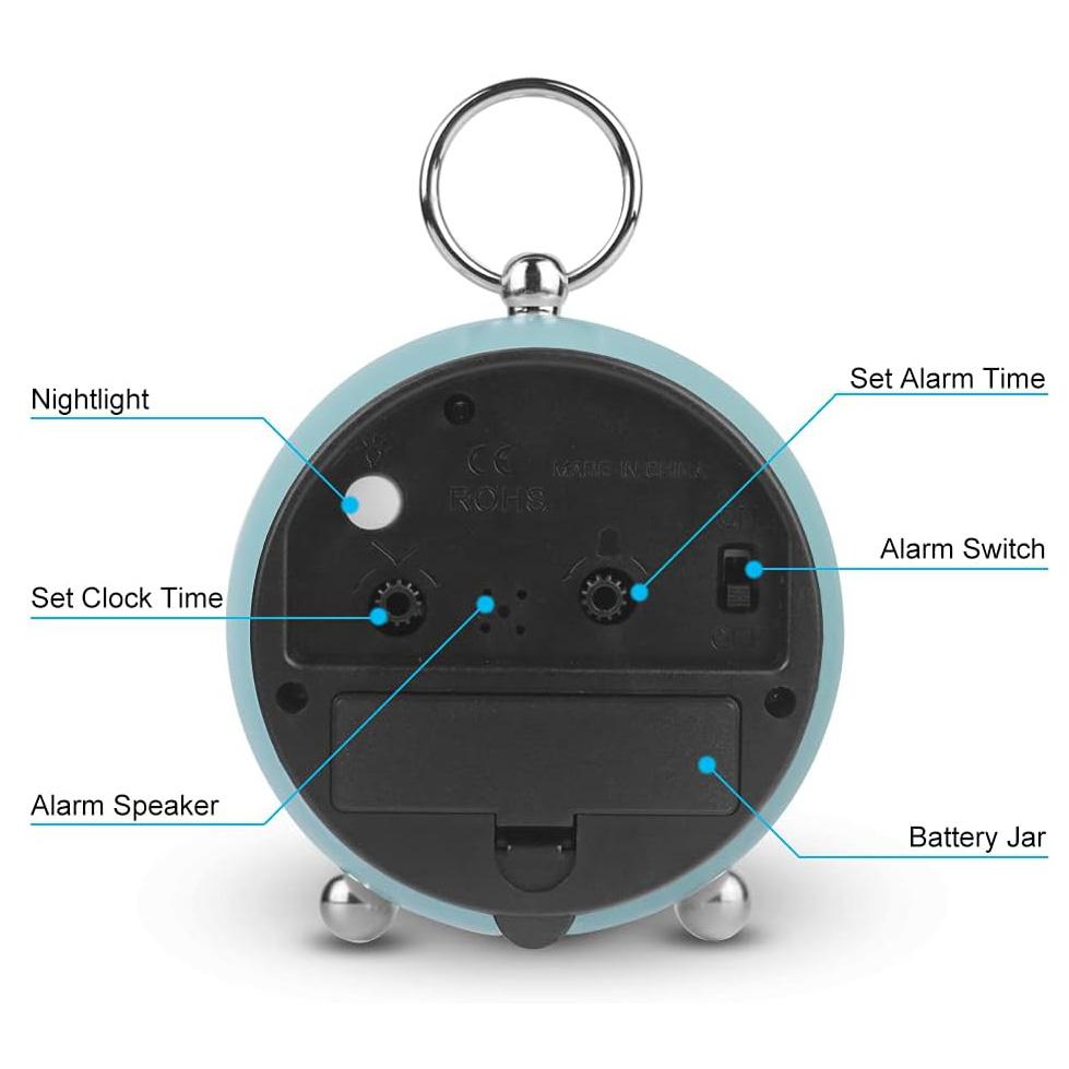 Retro Alarm Clock Non Ticking Silent Bedside Clock Simple Loud Desk Clock with Light  for Heavy Sleepers