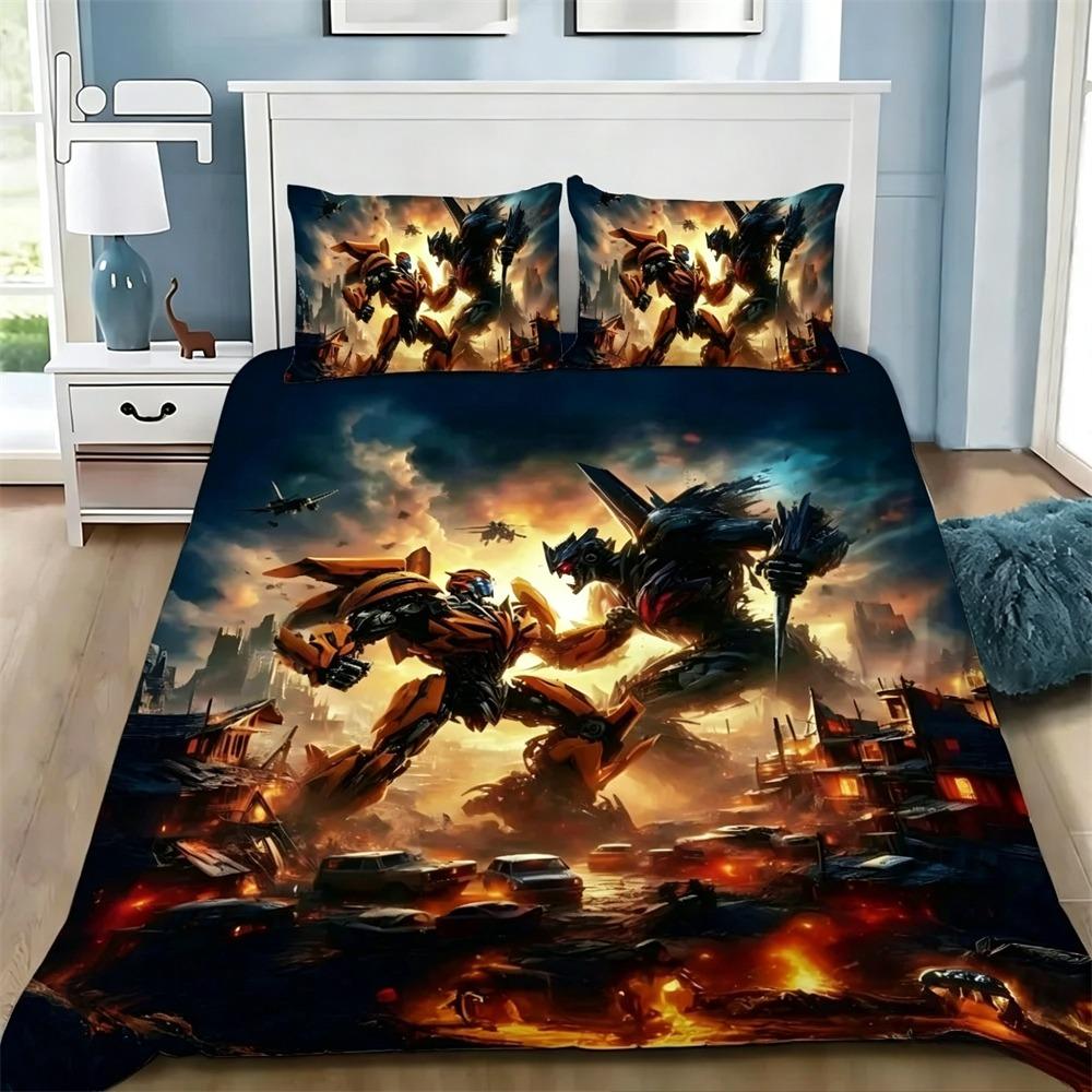 Duvet Cover Pillowcase Bedding Set Anime Transformers Autobot Adult BoyGirl Bedroom Decoration Children Single Double Large Size