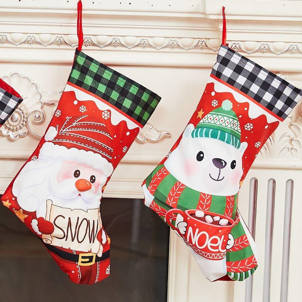 Cloth Christmas Stockings Multicolor Large Capacity Xmas Stocking DIY Durable Christmas Decorations Bag Tree Decoration