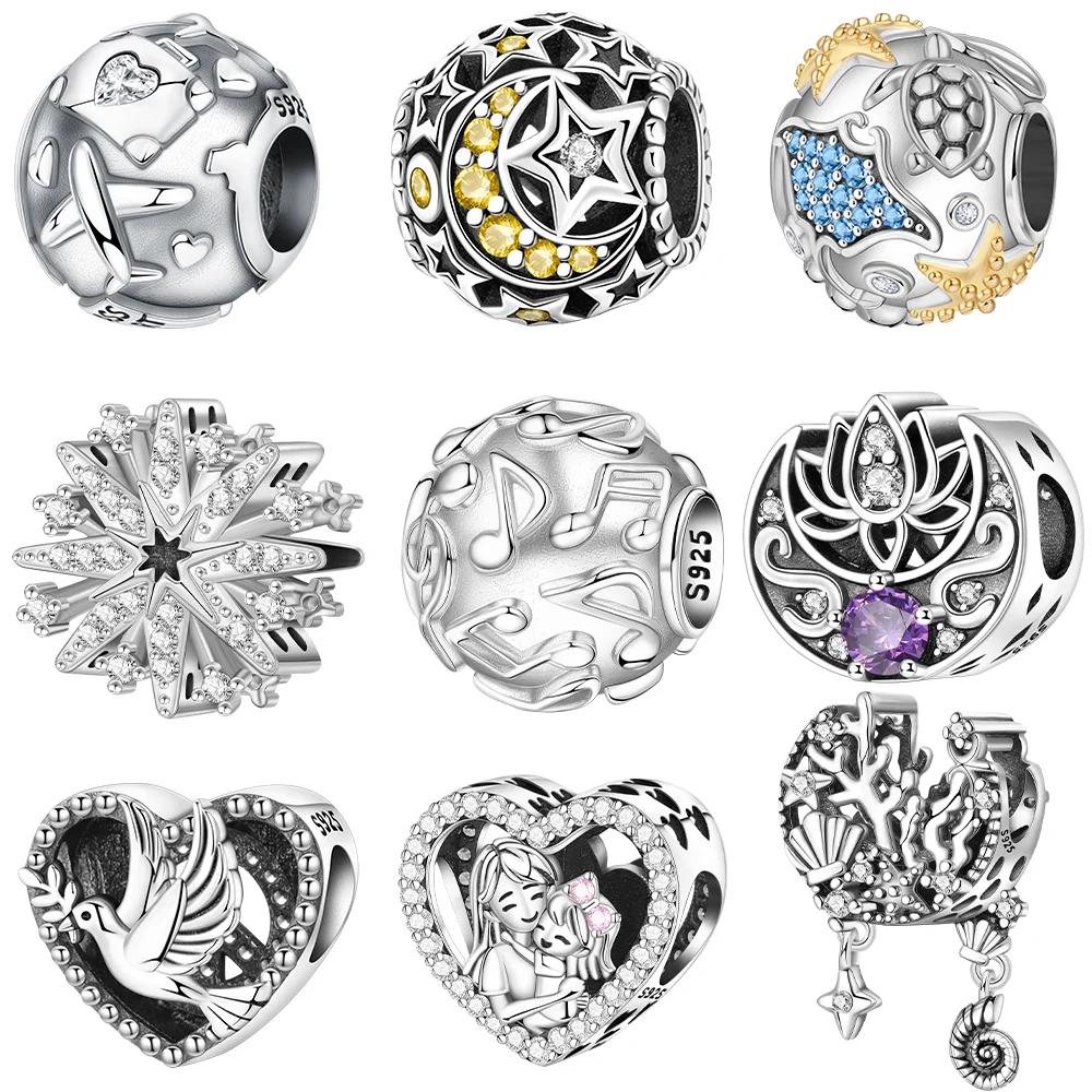 Exquisite Original Copper Peace Dove Love Travel Bead Jingle Bells Stars Moon Paws Beads Fit Bracelet Women Jewelry Gift Diy