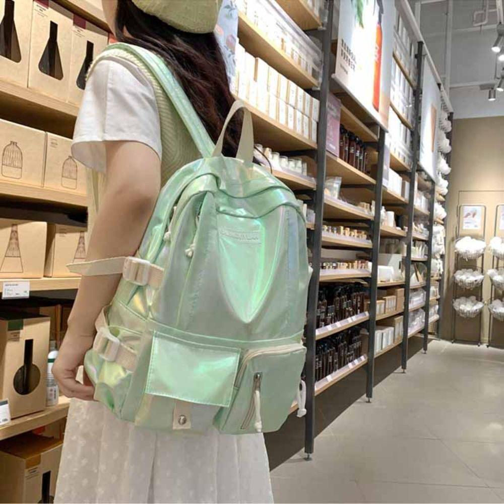 Multi-Pocket Laser  Backpack Korean Style Shoulder Bag Portable Students School Bag  Teenager