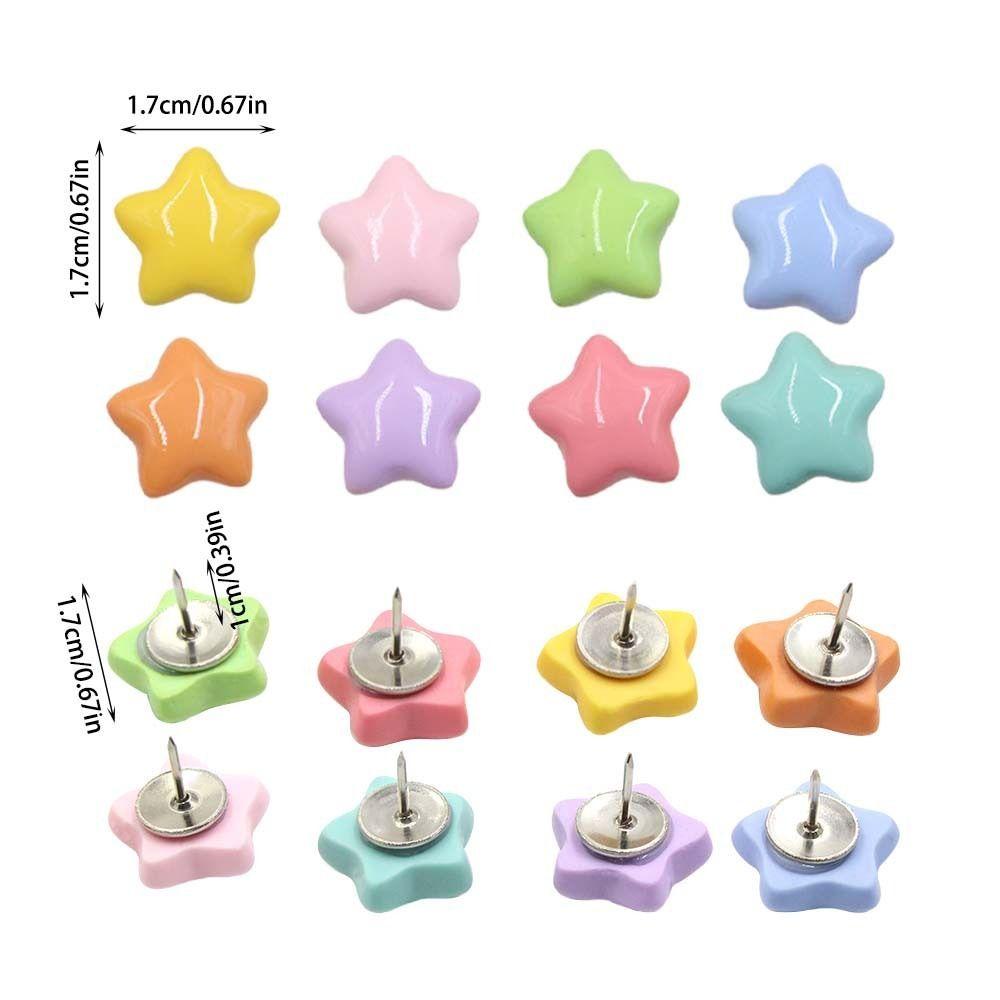20/50Pcs DIY Star Shape Pushpins Macaron Blackboard Push Pins Portable Decorative Studs Corkboard