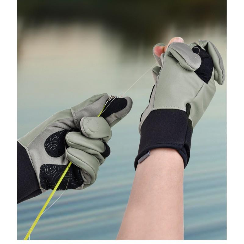 Winter-Angelhandschuhe Magnetisch Innenfutter Fleece Warm Rutschfest Verschleißfest 3-Finger-Schnitt Angeln