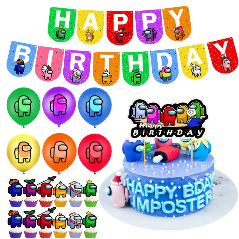 Cake Balloon Game Cupcake Topper Banner Birthday Party Supplies Decor