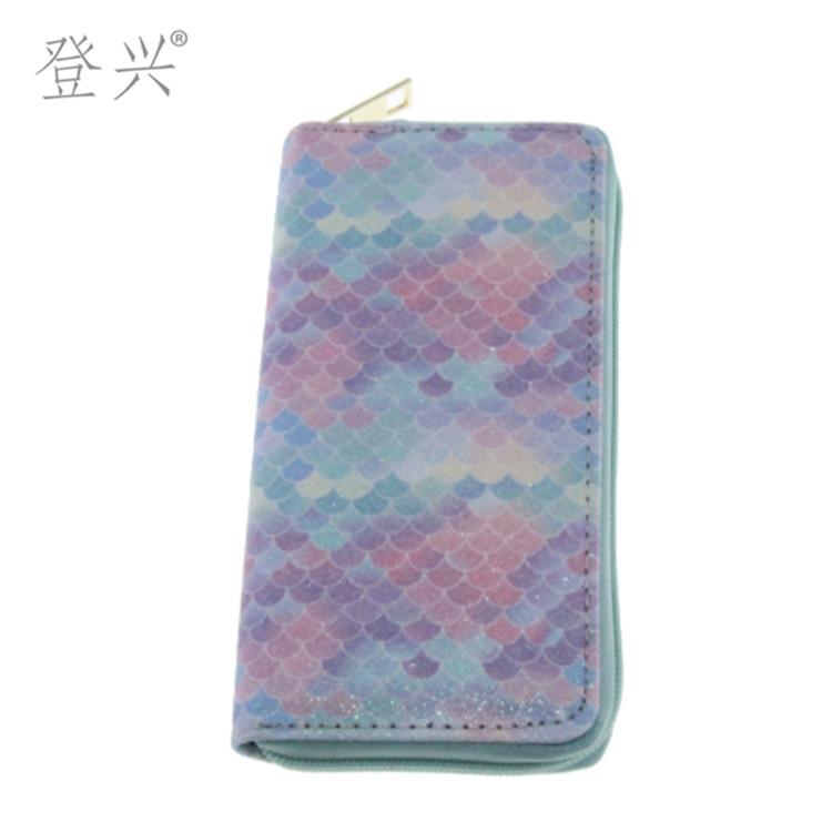New sequined snake pattern laser gradual change color PU long wallet, student card bag clutch bag