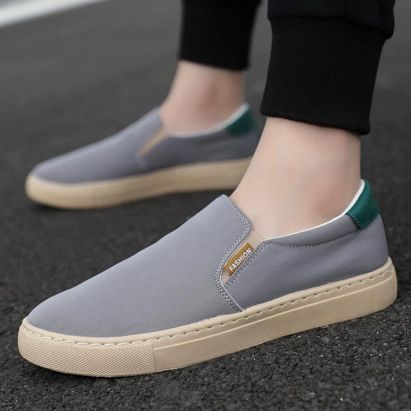 Sapatos casuais masculinos deslizamento em lona mocassins confortáveis ​​andando apartamentos para homem cara antiderrapante mocassins macios tênis verão