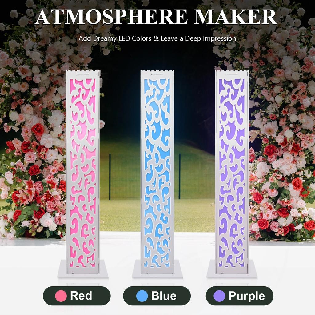 8pcs Wedding Flower Baskets with LED Lights,Hollowed Out Design Outdoor Decor for Birthday Parties,Commercial Opening Ceremonies