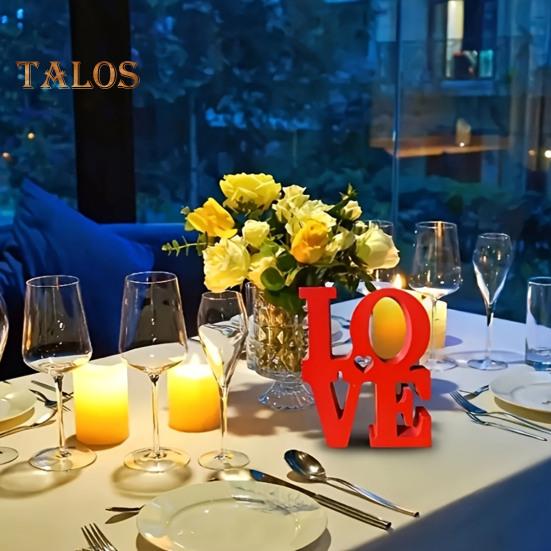 Valentine's Day LOVE Table Sign Wooden Love Letter Desktop Decoration Home Office Red Love Block Home Party Wedding Anniversary Ornament