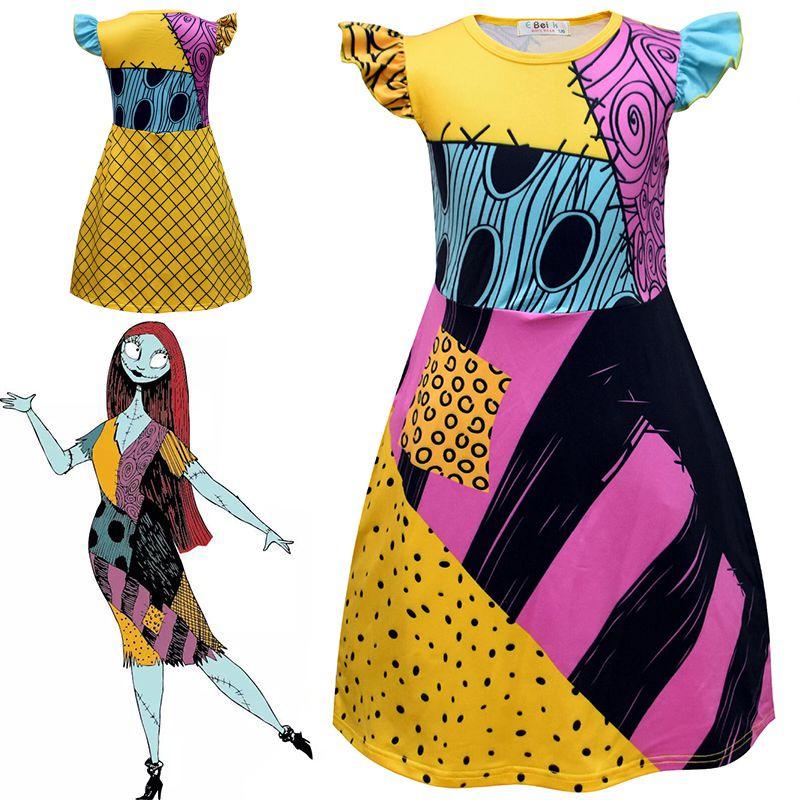 Enchanting Nightmare Before Christmas Sally Dress Costume For Girls Soft And Durable