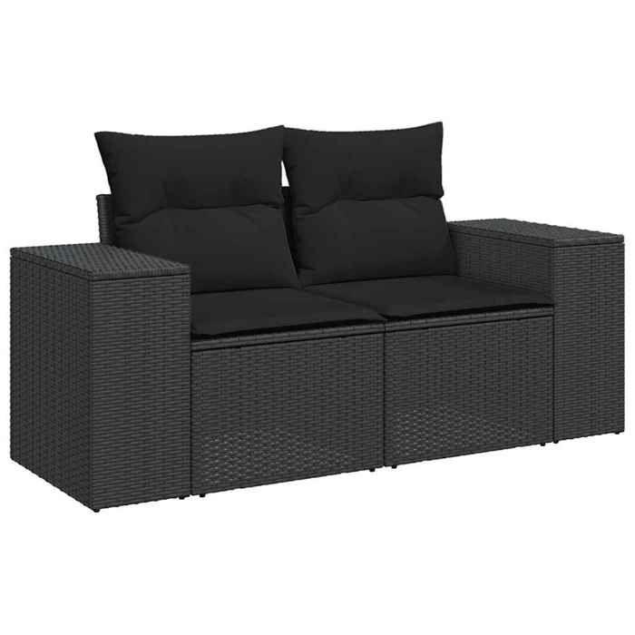 VidaXL Salon de jardin 5 pcs avec coussins noir résine tressée 3326716