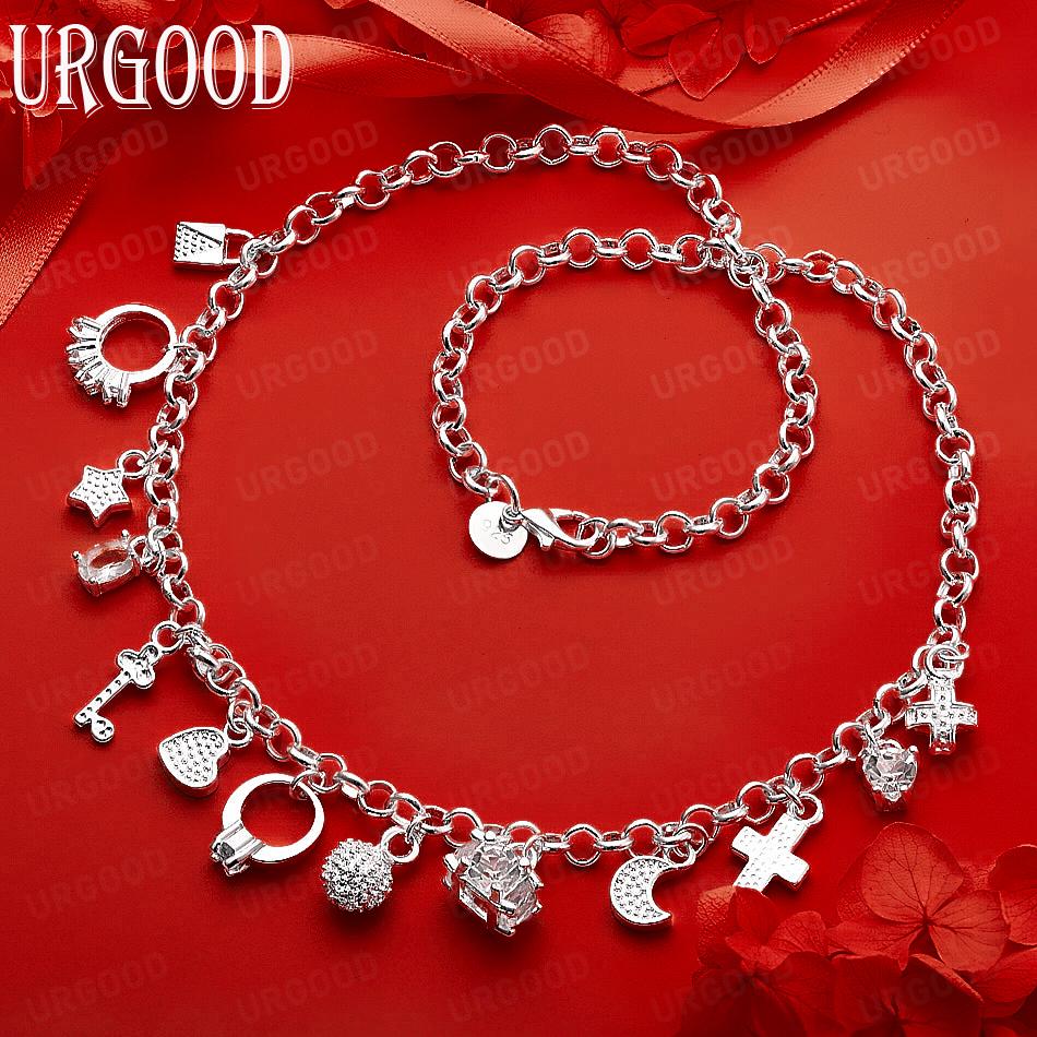 925 Sterling Silver Heavy-Duty Mixed-Piece Necklace - Banquet Gift Jewelry