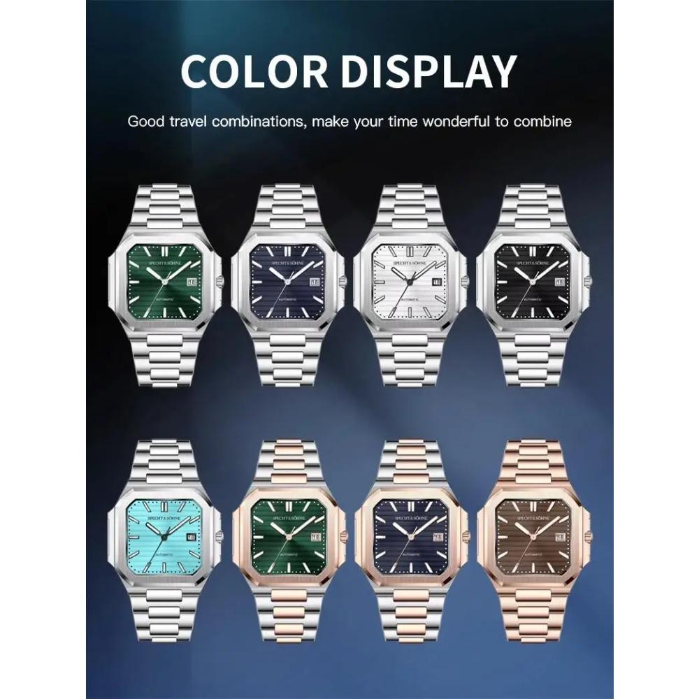 2025 Men's Classic Cubic Automatic Mechanical Watch 50M Waterproof Luminous Sapphire Crystal Reloj Hombre 41MM