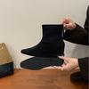 2025 New Small Square Head Suede But Knee Thin Inner Slope Heel Martin Women's Short Boots
