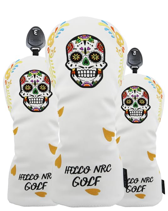 Golf Fairway and UT Mexico Single Headcover, Driver, 460cc, 440cc, Wood, Wood, Utility, Cover, Skull, Cover, White/Black (White, Driver)