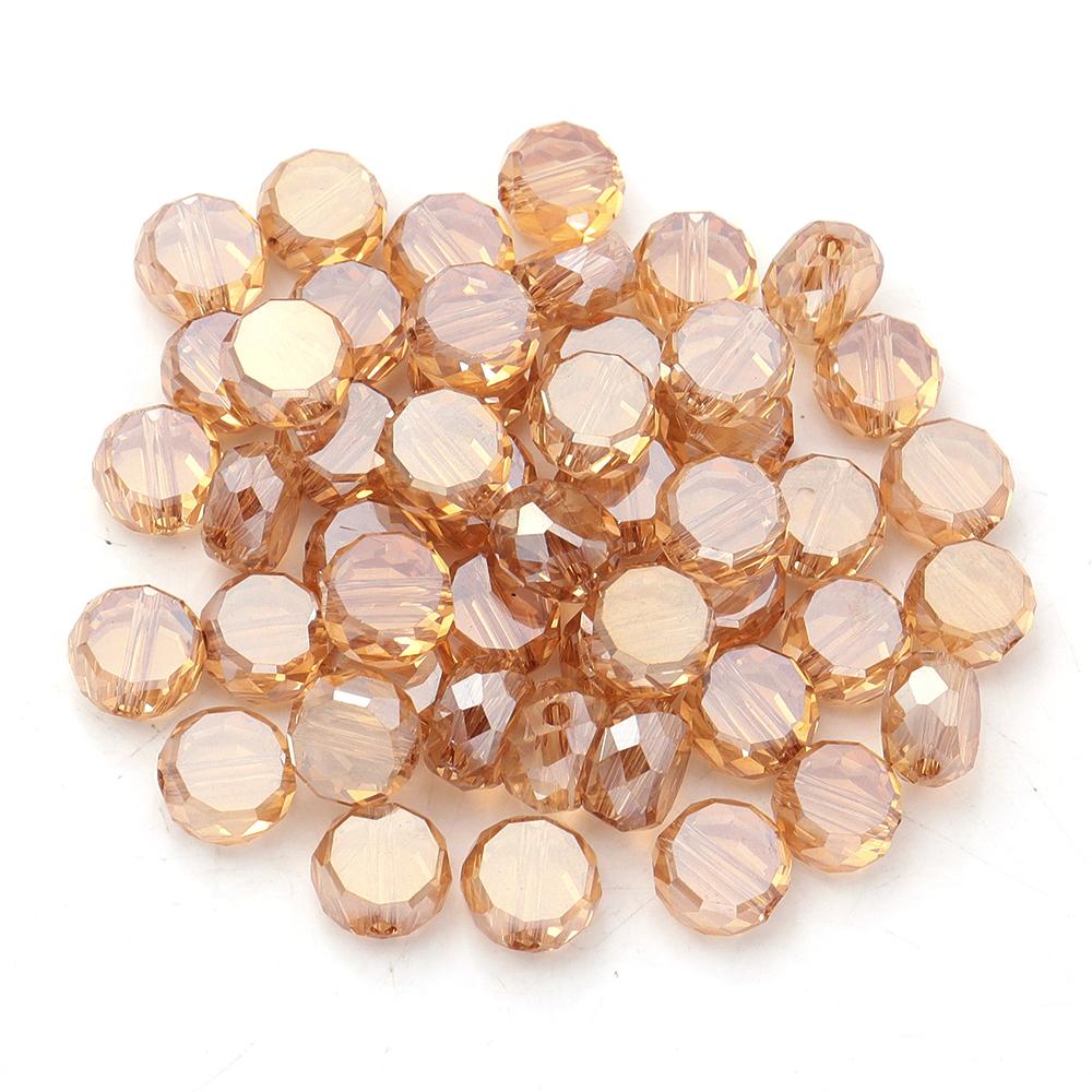 30Pcs Flat Round Faceted Crystal Beads Colorful Glass Beads Loose Spacer Beads For Jewelry Making DIY Bracelet Necklace Crafts