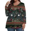 Women's Fashionable Casual Long Sleeved Plus Size  Print Top Plus Size Floral Print Top