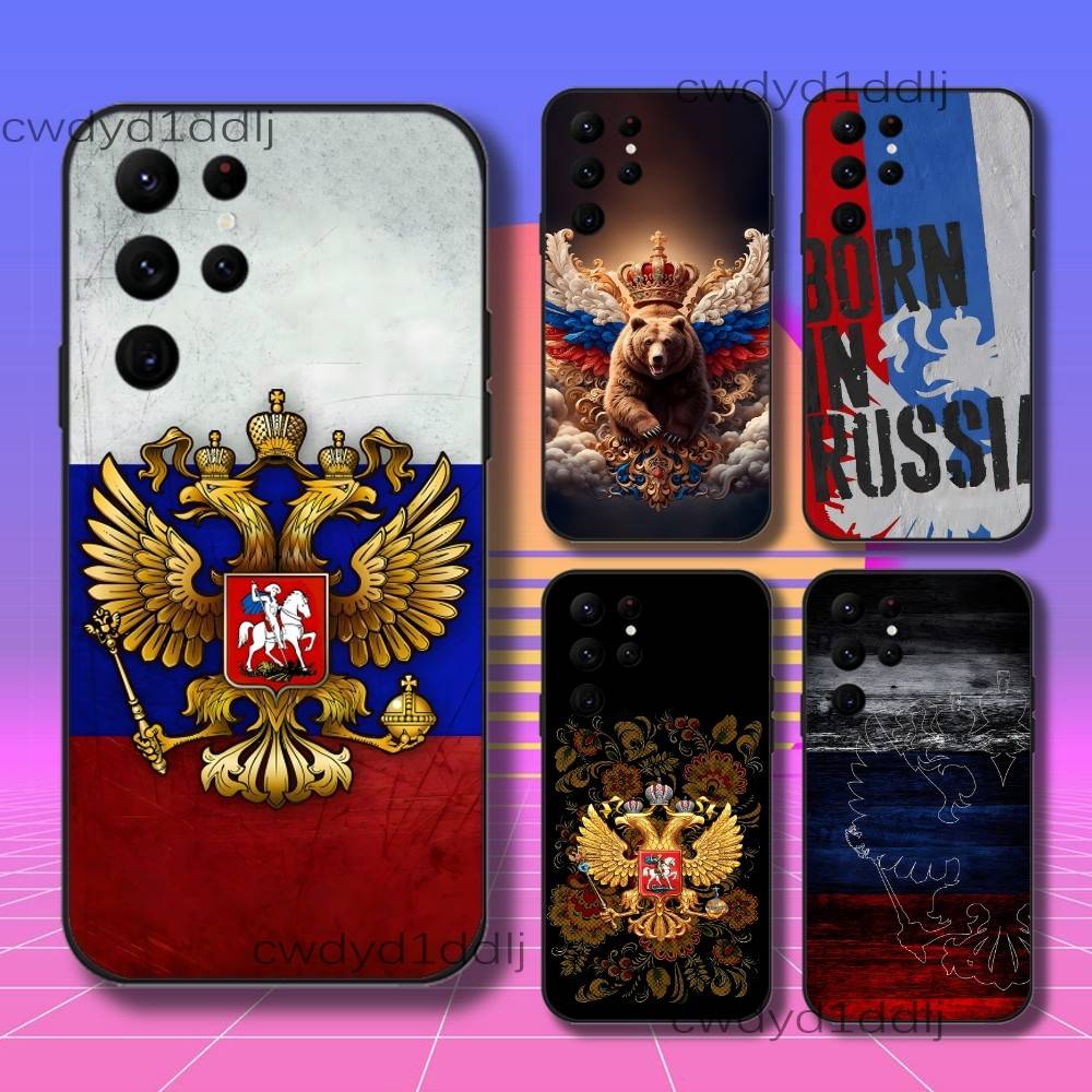 Russia Russian Flag Phone Case For Samsung S10,S21,FE,S21 ,S26,S25,S24,S23,Ultra,S9,S22,Plus Black Shockproof Silicone Sof