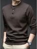 Douyin Herrstickad Rundhalsad Långärmad Knäppning Tröja