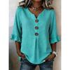 IHUASU Women's Fashion 3/4 Sleeves V-Neck Casual Blouses & Shirts Elegant