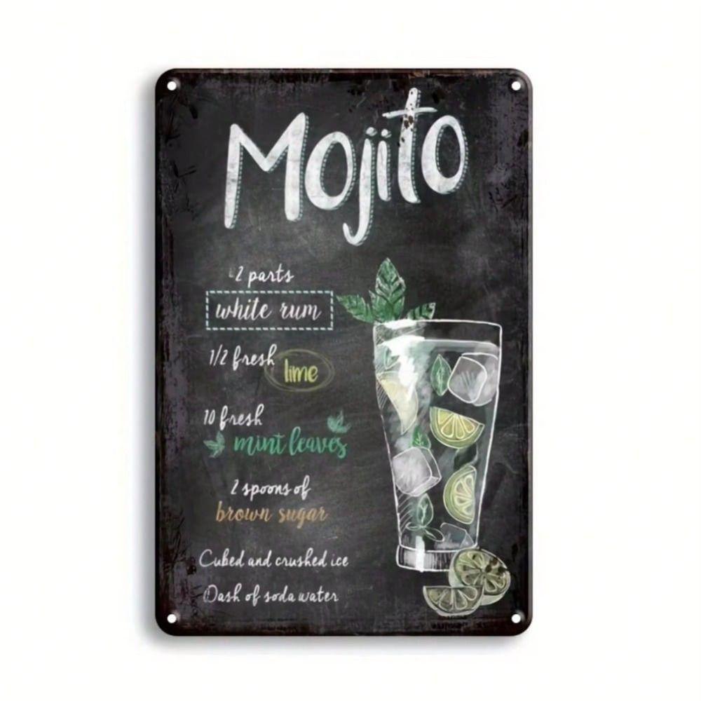 Retro Metal Wall Poster Mojito Bar Kitchen Decor 8x12