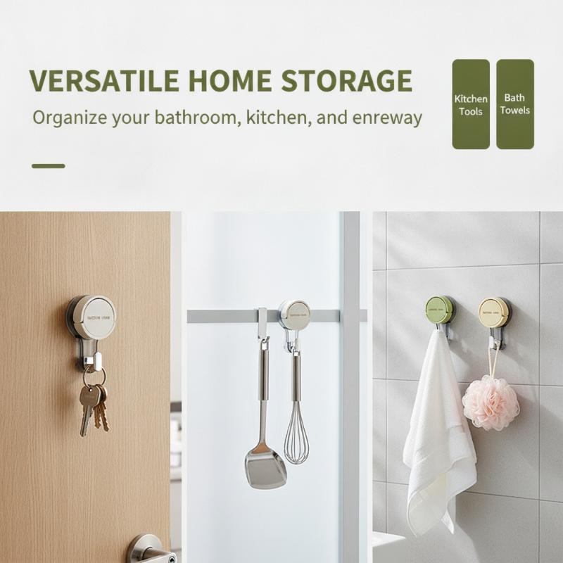 Traceless Vacuum Suction Hooks No Drilling Adhesive Wall Hook Reusable Heavy Duty for Home Bathroom Kitchen Door Hanging