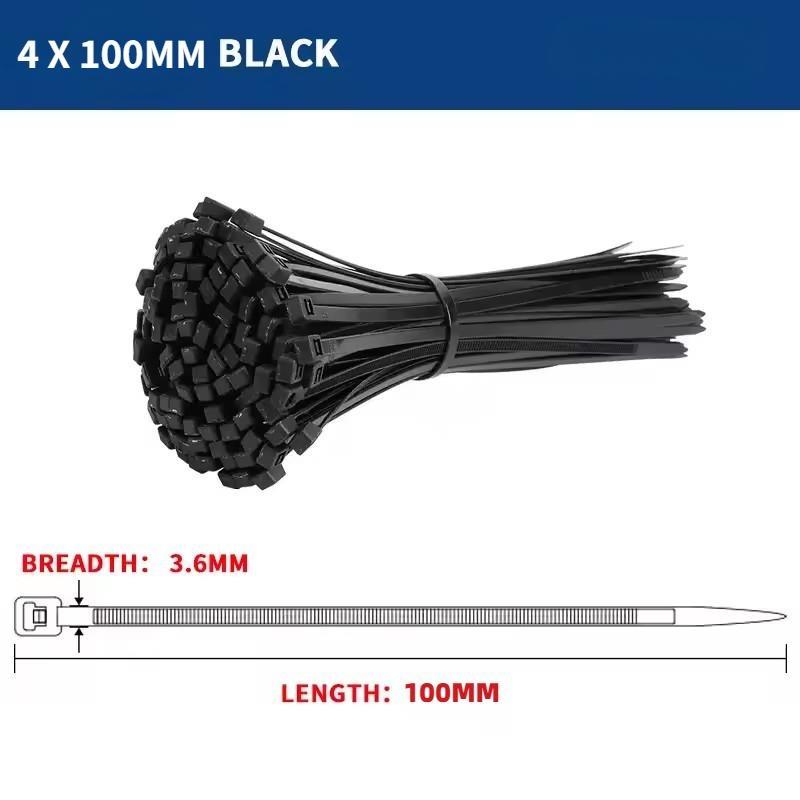 100Pcs Wholesale Plastic Nylon Cable Ties Self-locking Cord Straps Adjustable Cables Fastening Loop Home Office Wire Zip Tie