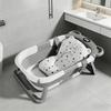 Babybadewanne für Neugeborene bis Kleinkinder, Haushalts-Tragbar, Cartoon-Bären-Design mit weichem Kissen, eingebautes Thermometer für Reisebad