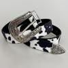 Western Denim Buckle Belt, Cow Print Belt DVN, Personalized, Fashionable and Versatile Denim Belt