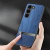Suitable for Samsung S23 Mobile Phone Case New S22 Wood Grain Plain Leather S24 Ultra Business S21 Lens Full Inclusive Anti Fall