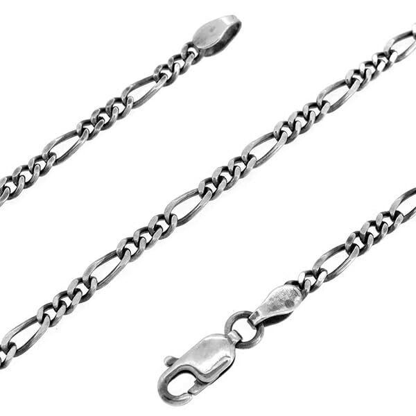 Gin No Oxidized Figaro Length Width Sterling Silver 925 Necklace Chain [Shinjuku Kura] Chain, 40-80cm (50cm), Approx. 2.4mm, Thin, (Chain Only)